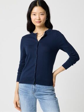 J.Crew Classic cotton cardigan sweater Navy Blue S NWT Preppy Academia Heritage